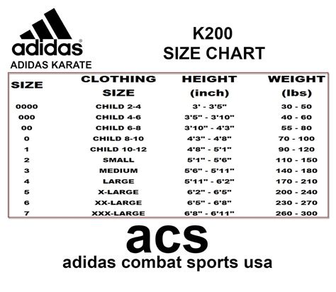 kids Adidas clothing size chart